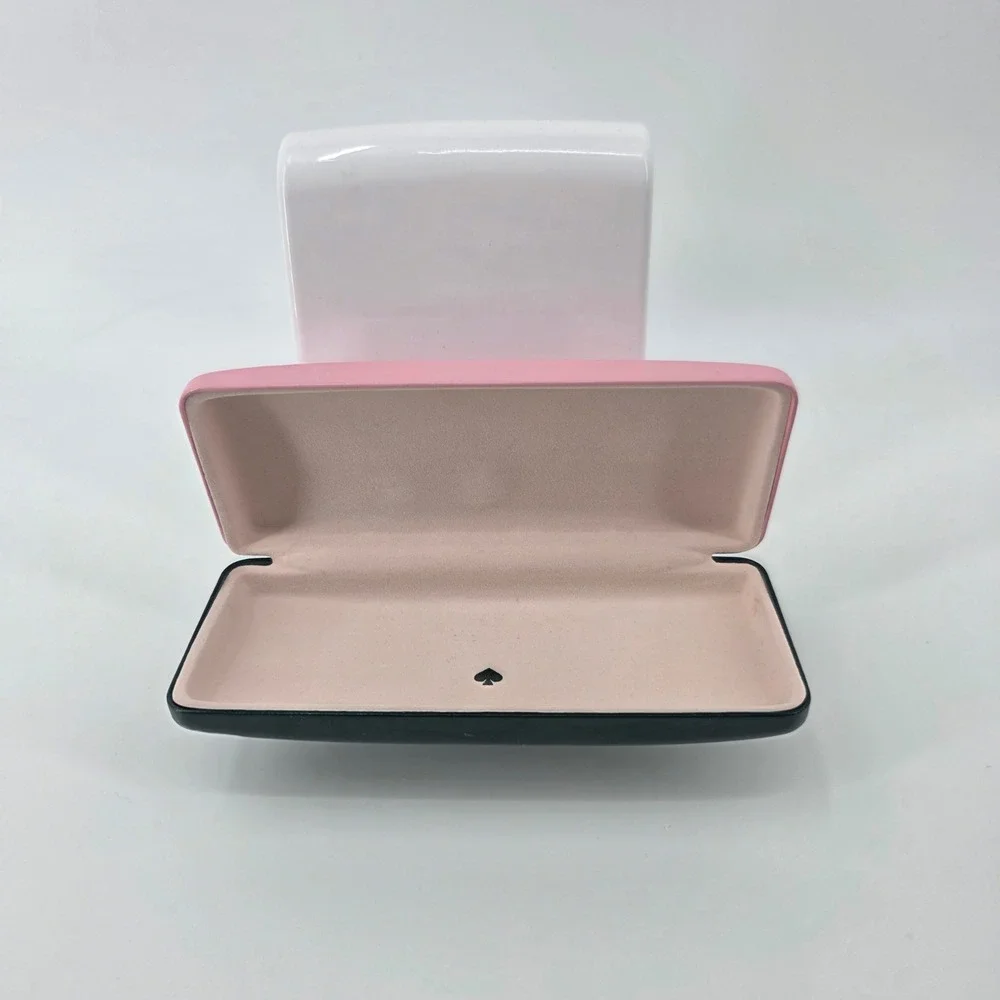 Kate Spade New York Pink and Green Hard Shell Glasses Case Clamshell Logo